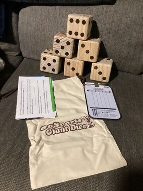 Wooden Playing Dice Giant 3.5" Set 6 Pack GoSports